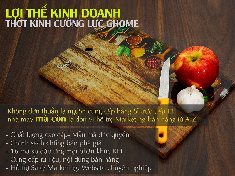 Lợi thế kinh doanh thớt kính cường lực Ghome
